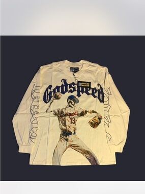 Godspeed Cream Graphic Long-Sleeve Baseball Tee - Godspeed Motif